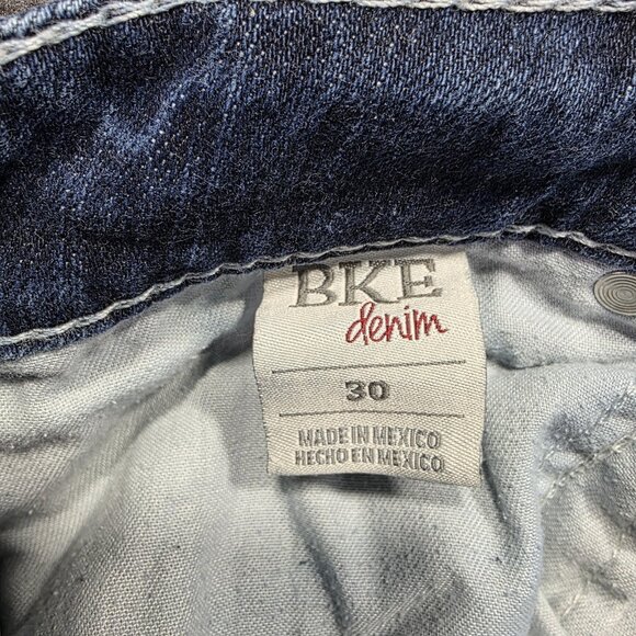 BKE Denim Culture Jeans Womens 30 Blue Distressed Capri Cropped Ripped Faded - Picture 5 of 10